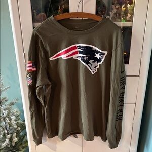 Nike New England Olive Long Sleeve Patriots Shirt euc USA